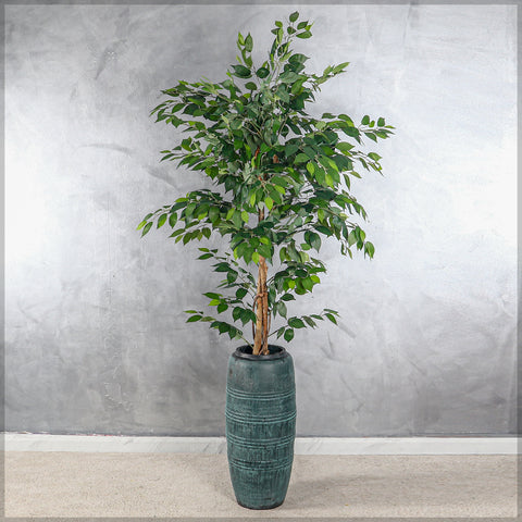 Tall clay pot in green color