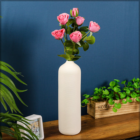 Tall White Punched Ceramic Vase