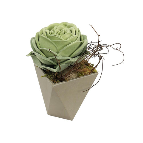 Lifelike artificial green rose succulent plant