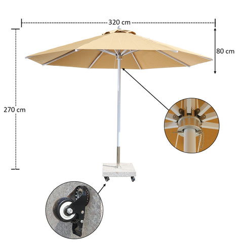 Outdoor Round Umbrella with Marble Base