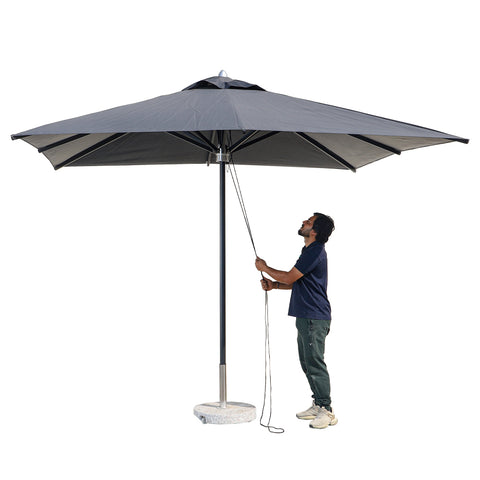 Square Gray Umbrella with Marble Base