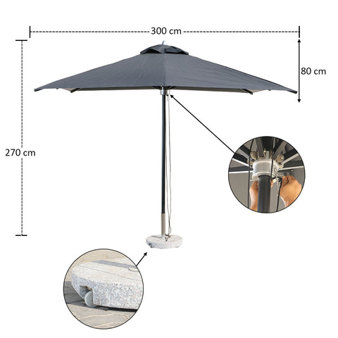 Square Gray Umbrella with Marble Base