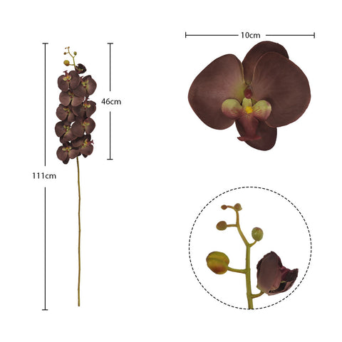 Artificial Silk Orchid Flowers Brown