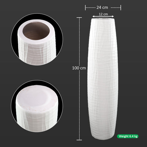 White Tall Floor Vase