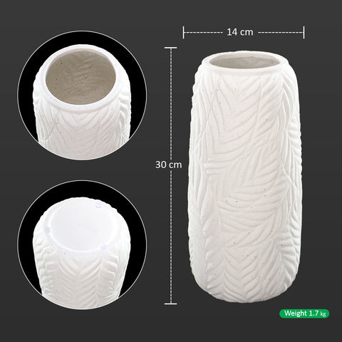 Decorative ceramic vase with leaf design for floral arrangements