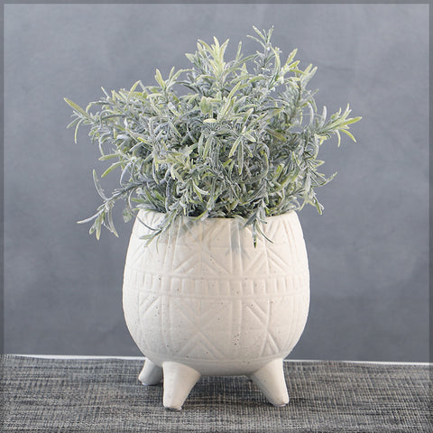 Footed planters for modern decor in white ceramic