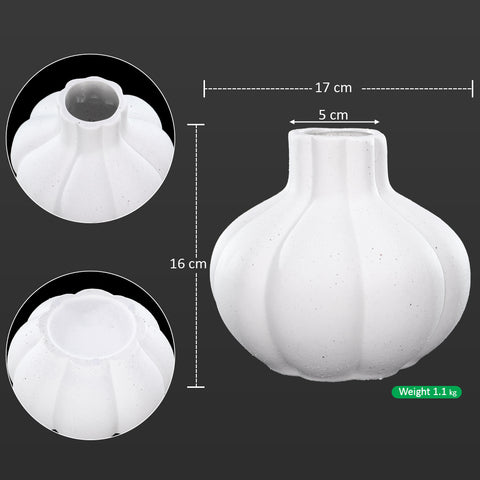 White ceramic vase with garlic-inspired design