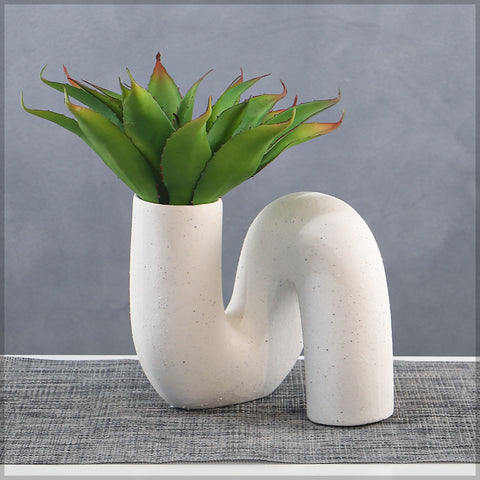 Modern Twisted Shape White Ceramic Vase