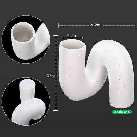 Modern Twisted Shape White Ceramic Vase