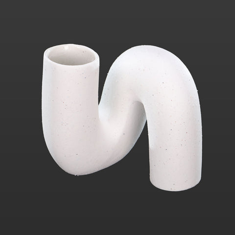 Modern Twisted Shape White Ceramic Vase