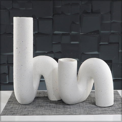 White ceramic twisted vase for decor