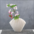 Coastal style white shell shaped vase for home decor