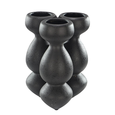 Black organic shaped ceramic vase for modern interiors