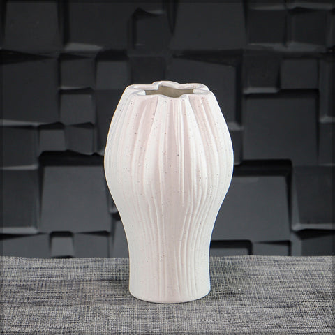 Elegant white ceramic vase with star design