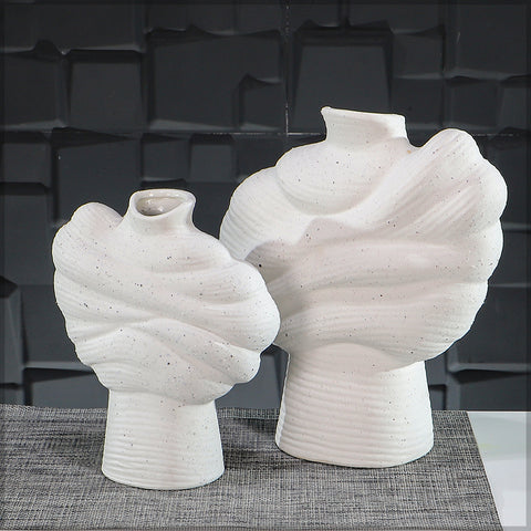 Minimalist white pottery vase for table decor