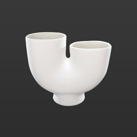 U shaped white ceramic vase