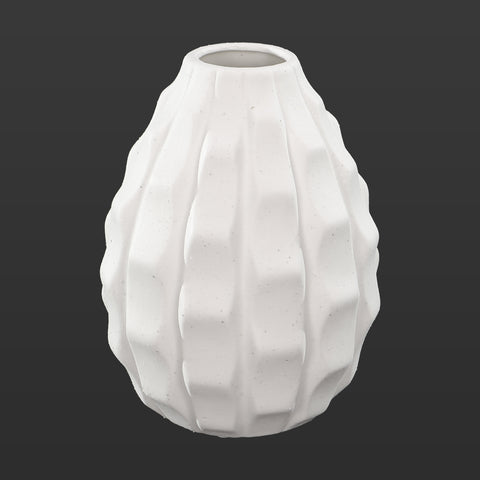 White unique oval shaped vase for modern decor