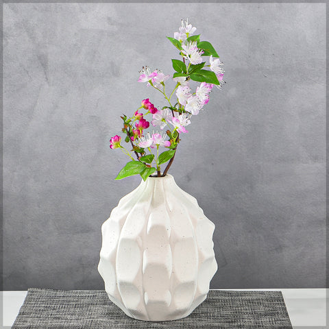 Modern white oval ceramic vase for floral arrangements