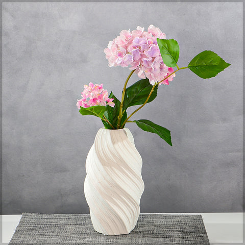 White Geometric Wave Design Vase