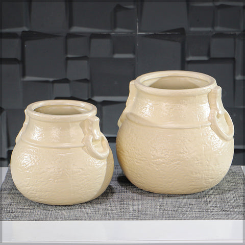 Cream Traditional  Curvy Shaped Vase