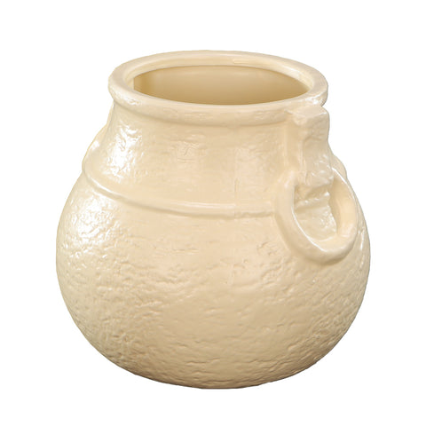 Traditional cream pottery vase with curvy design