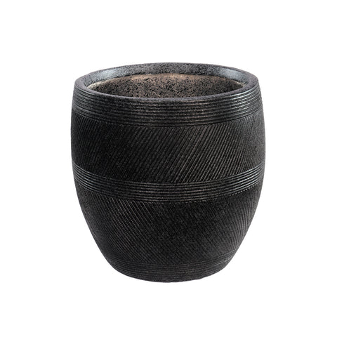 black round line design concrete weather resistance pot