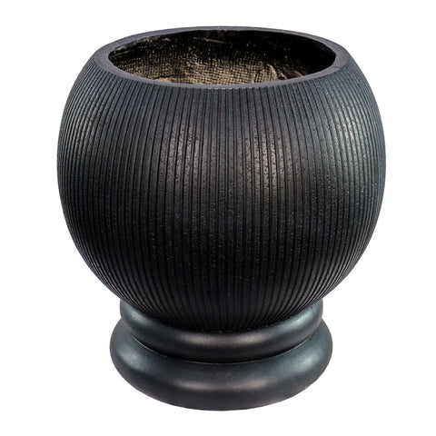 stylish black textured planter for garden decor