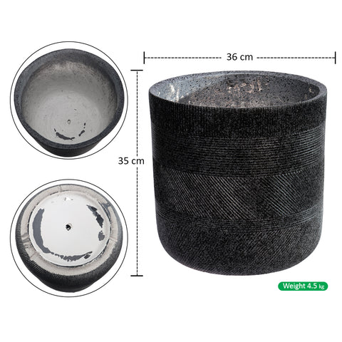 Round Black Concrete Planter