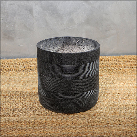 Round Black Concrete Planter