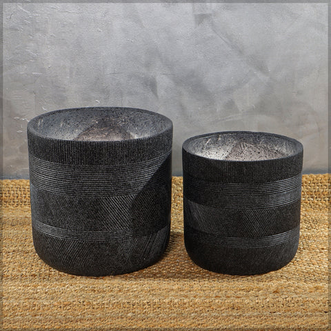 Round Black Concrete Planter