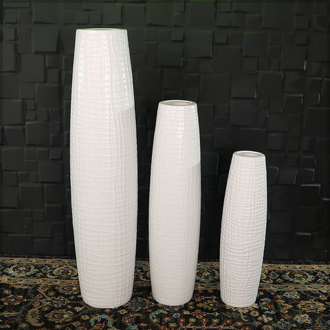 White Tall Floor Vase