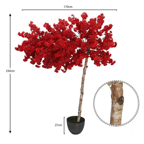 Lifelike red cherry blossom artificial flowers