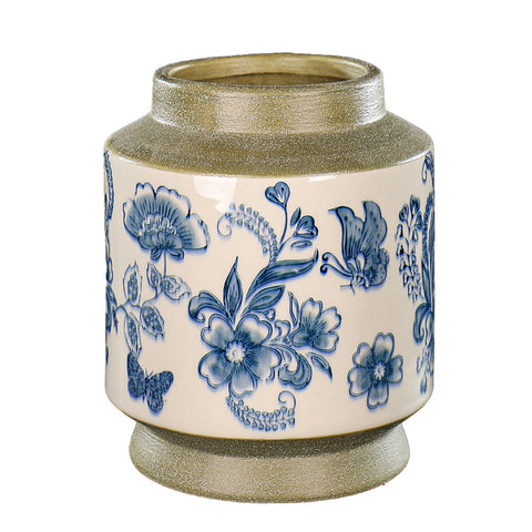 Elegant vintage floral design ceramic vase