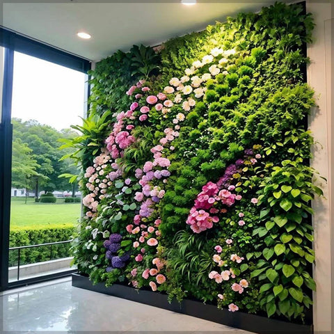 Wall Decoration with Artificial Flowers and Leaves