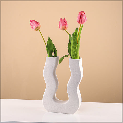 Modern U shaped ceramic vase for home decor