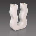 Sculptural wavy U shaped ceramic vase