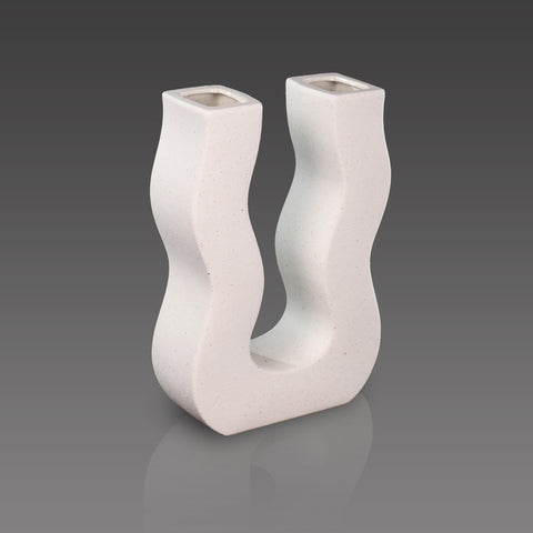 Wavy U-shaped ceramic vase