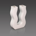 Wavy U shaped ceramic vase for modern home decor