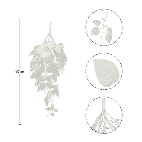 Artificial Bunch Money Vine Leaves White