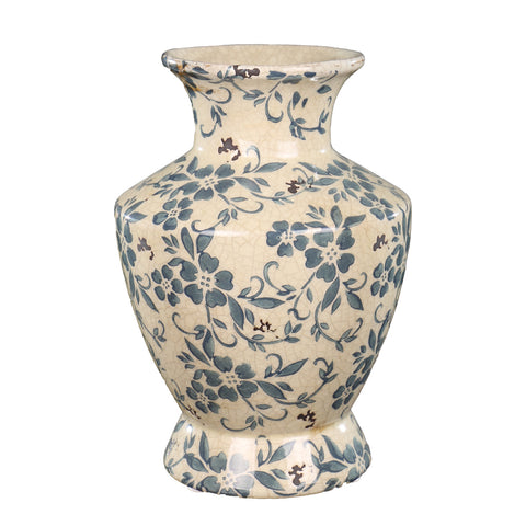 cream and blue Chinese flower vase