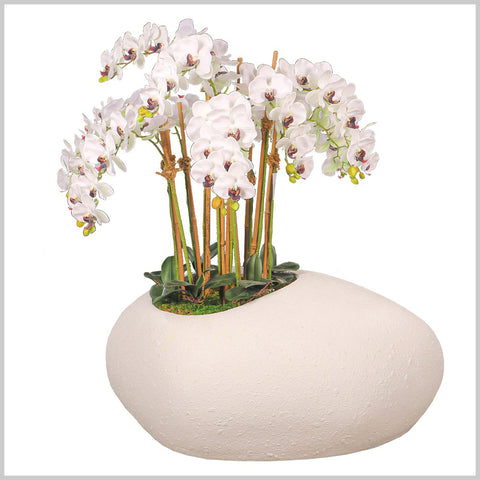 White Concrete Dinosaur Egg Design Vase