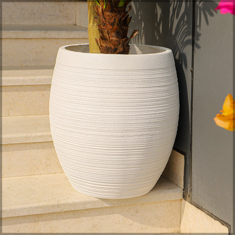 White Concrete Egg Design Planter