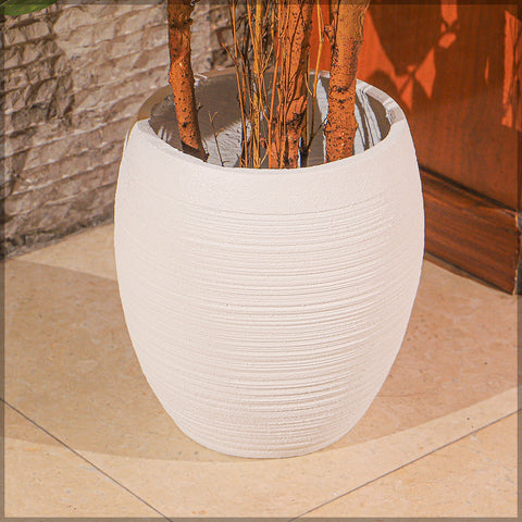 White Concrete Egg Design Planter