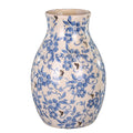 Blue cream floral ceramic vase with vintage design