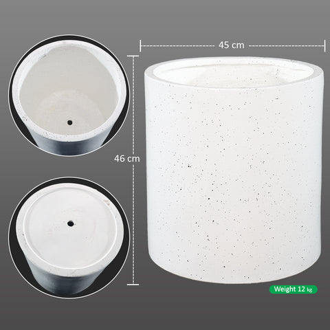 White Cylinder Concrete Planter