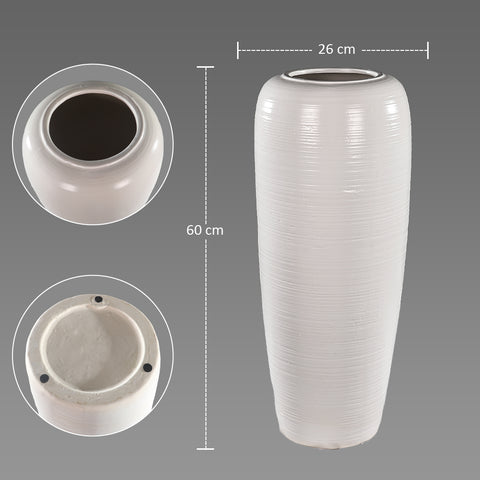 Tall White Ceramic Floor Vase