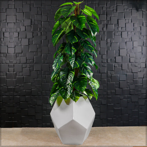 Decorative geometric pattern concrete planter