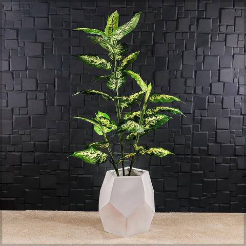 White geometric concrete planter