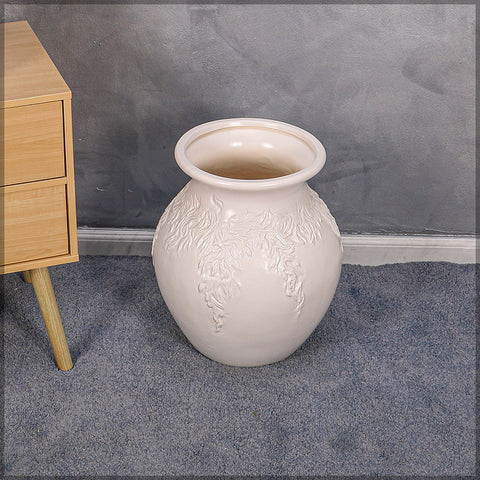 White pottery vase with modern aesthetic