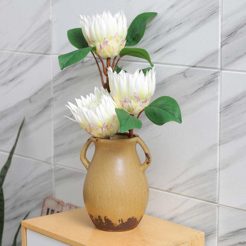 Faux Silk Protea Flowers Plant